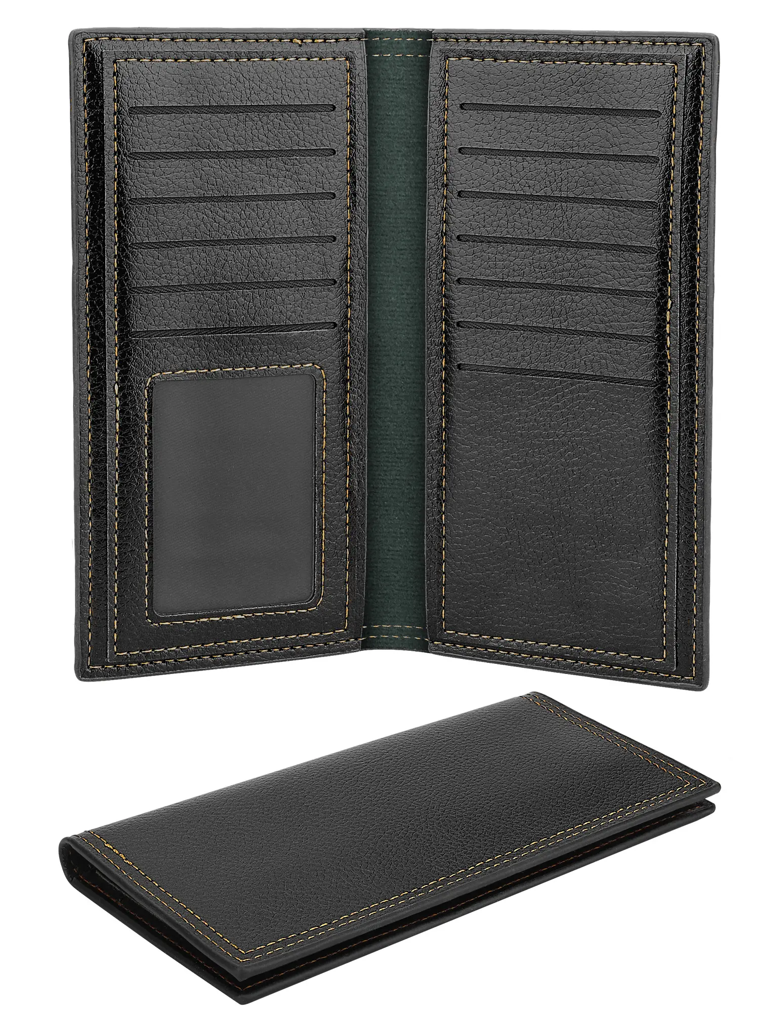 Men's Long Bifold Retro Polyurethane Wallet with RFID Blocking, Multiple Card Pockets, Coin Purse, Multi-Slot Layout for Business & Casual Wear, Business Wallets