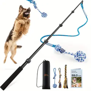 LOOBANI Flirt Pole For Dogs Chase And Tug Of War, Dog Flirt Pole With Detachable Interactive Toys, Extendable Teaser Wand Pet Flirt Stick Pole For Small Dogs Training & Playing & Exercise