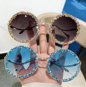 2 Pairs Women's Rhinestone Round Sunglasses, Luxury Gradient UV Protection Shades, Sparkling Crystal-Embellished Eyewear for Party, Prom & Holiday Outfits