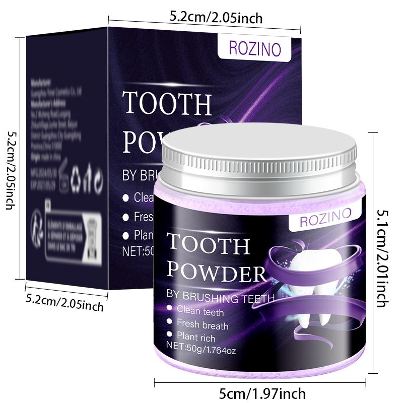 ROZINO Purple Teeth Whitening Powder with Hydroxyapatite for Stain Removal & Color Correction 50g Toothpaste Booster for Enhanced Oral Hygiene