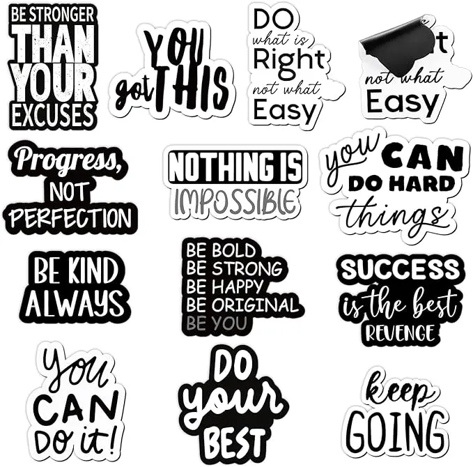 12 Pcs Black White Slogan Inspirational Magnets Positive Affirmation Magnets Decals Decorative Inspiring Quotes Fridge Magnetic Stickers for Locker Decor Whiteboard Office Car