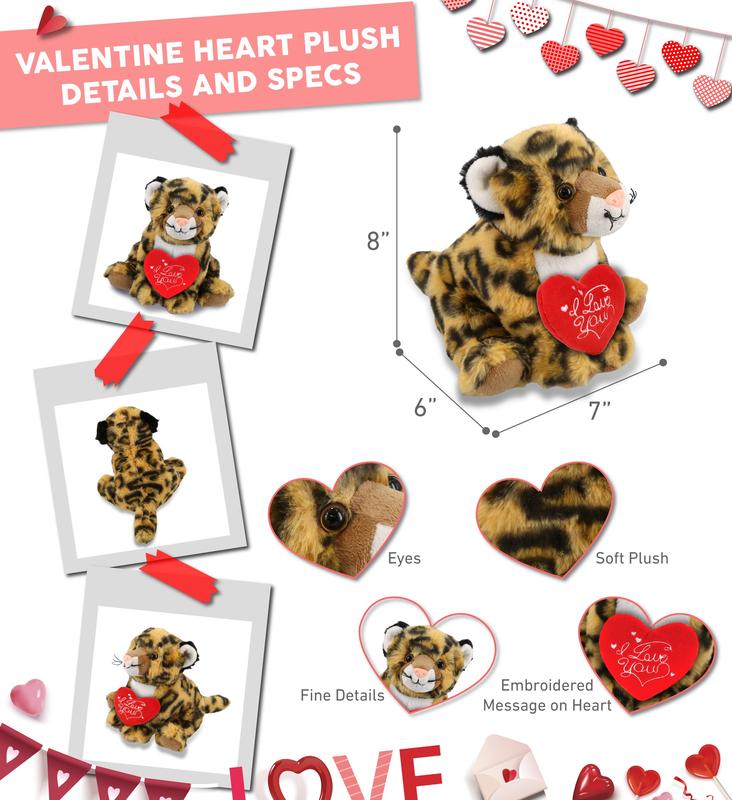 PLUSH I LOVE YOU RED HEART - SUPER-SOFT PLUSH - SQUAT LEOPARD 8"