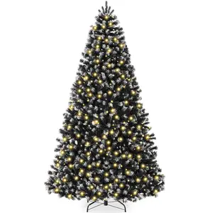 Best Choice Products Artificial Frosted Christmas Tree, Premium Pre-Lit Spruce Design, Dense Branches – Black Spruce