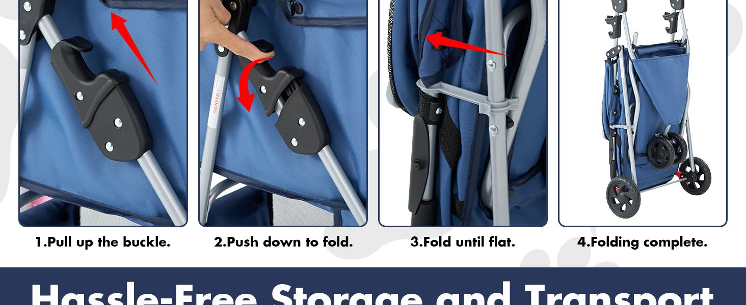 Sweetcrispy 3-Wheel Pet Stroller  Dog and Cat Stroller  Breathable Mesh   Lightweight Travel Carrier   Waterproof & Foldable Design   Storage Basket  Black  for Daily Walks & Outdoor Use