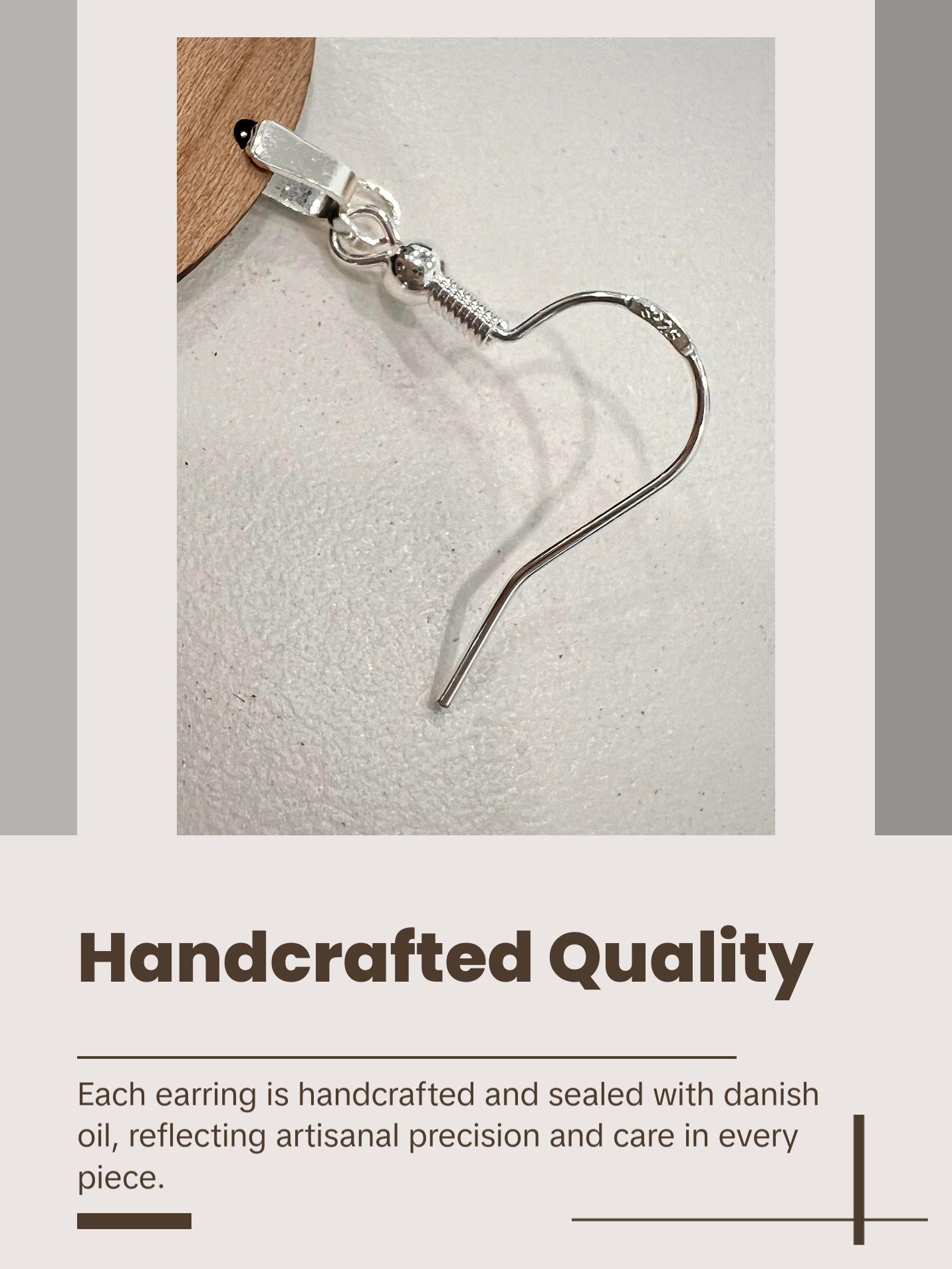 Black Dragon Scale Genuine Leather and Cherry Earrings Silver S925 clamp style hooks