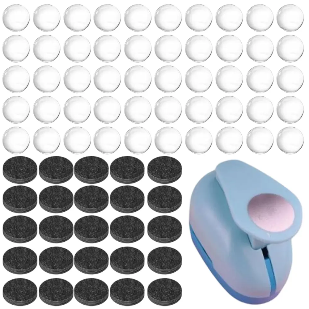 1Set Fridge Glass Magnets Craft Set Include Craft 1-Inch Paper Punch Round Disc Ferrite Ceramic Magnets with Transparent Glass Cabochons for DIY Refrigerator Magnet Crafts
