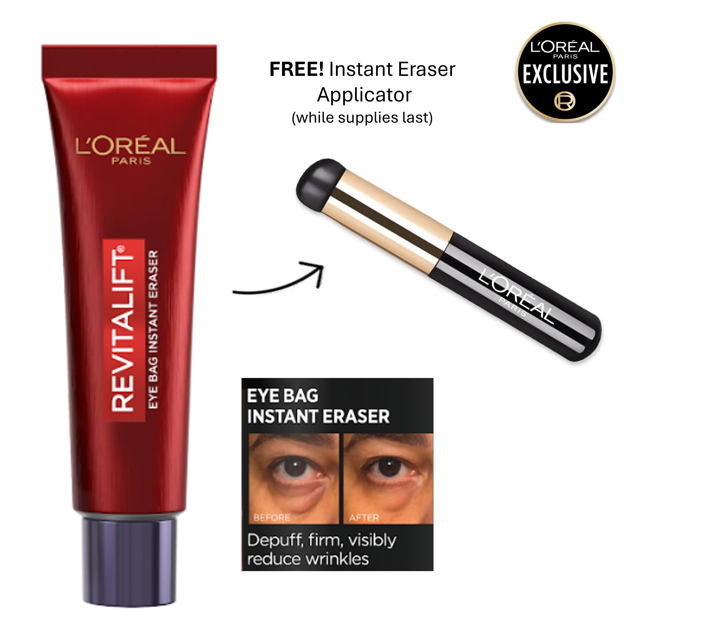 Eye Bag Instant Eraser, Tightens, Firms, & Blurs Wrinkles, L'Oreal Paris