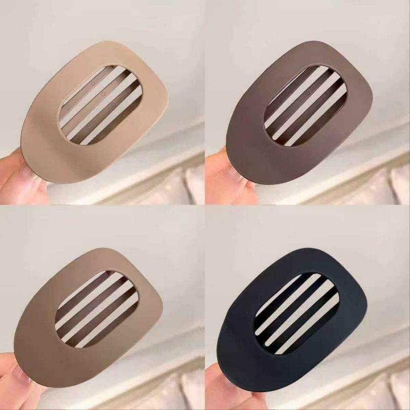 Upgraded Solid Color Hair Clip Set (4-Pack) | Seamless Flat Oval Design, Flexible & Durable for Daily Wear