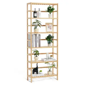 VEVOR 6-Tier Bamboo Shelf,  , Open Wood Bookshelf, Display Storage Rack Organizer, Freestanding Flower Plant Stand, Multifunctional Bamboo Bookshelf Ideal for Bathroom, Bedroom, Office, Study, Natural