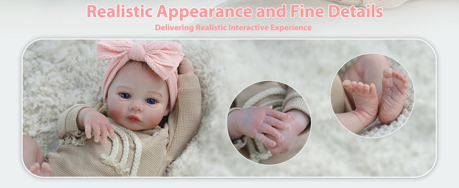 [WOOROY] Realistic Reborn Baby Doll - 18 In Lifelike Newborn Baby Girl, Real Life Baby Dolls with Soft Weighted Cloth Body, Birthday & Christmas Gift Set for Kids Age 3+