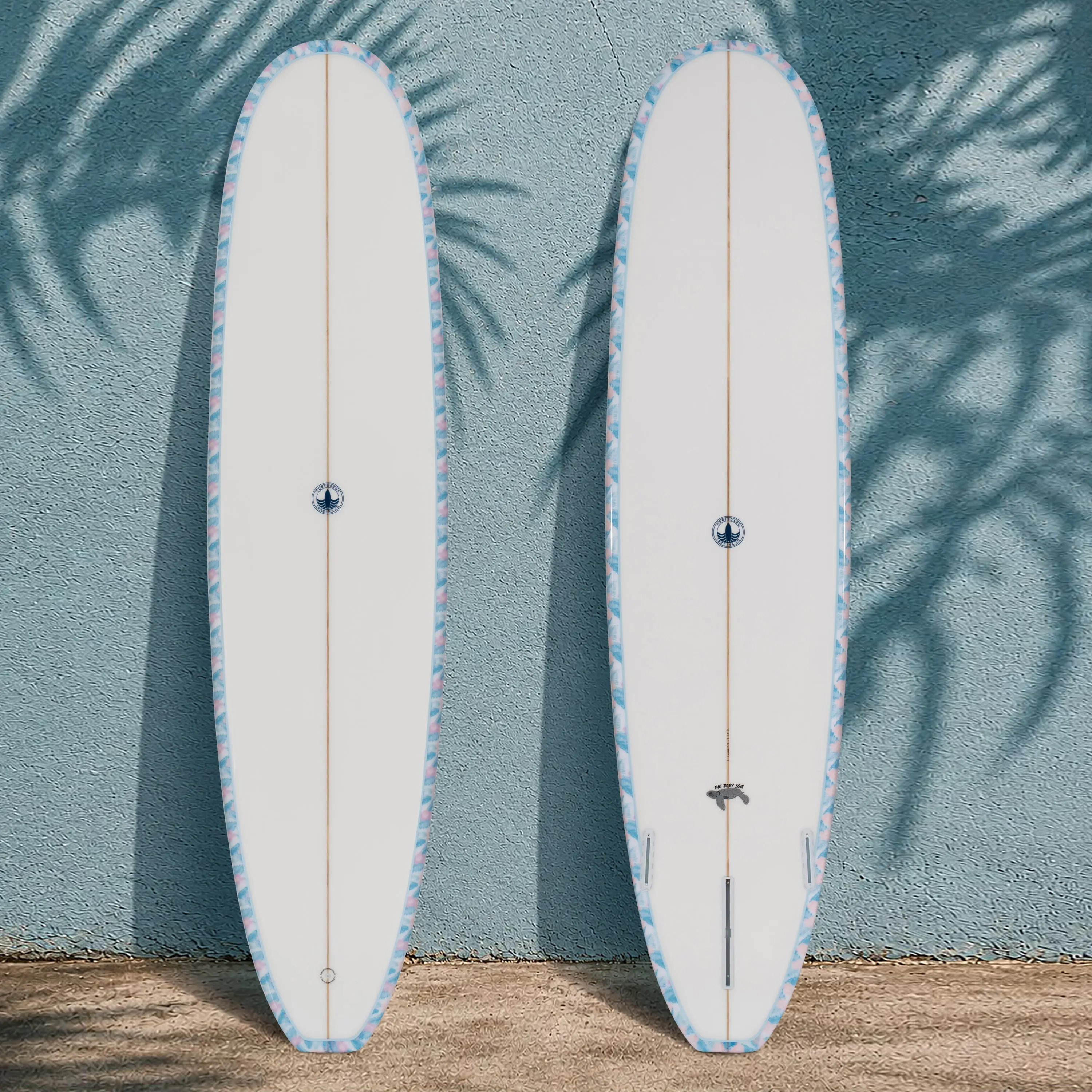SURFBOARD TRADING CO. Baby Log Beginner-Friendly Longboard Surfboard - Floral Blue, Multi-Size, Varying Volumes for Longboarding & Surfing, Ships 10/6/26