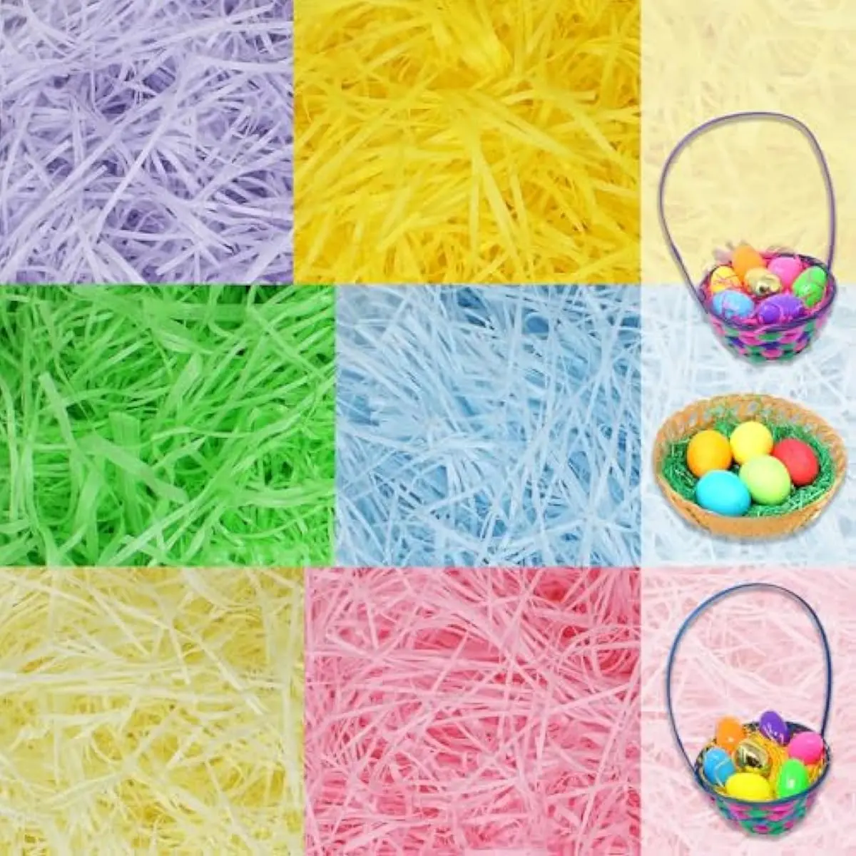 JOYIN 1.5 LB Easter Grass 24oz 6 colors Gift Wrap Crinkle Filler Paper Boxes Basket Stuffers, Recyclable Shred Paper for Egg Hunt Decor, Wedding Birthday Party Favors, Classroom Event Decoration