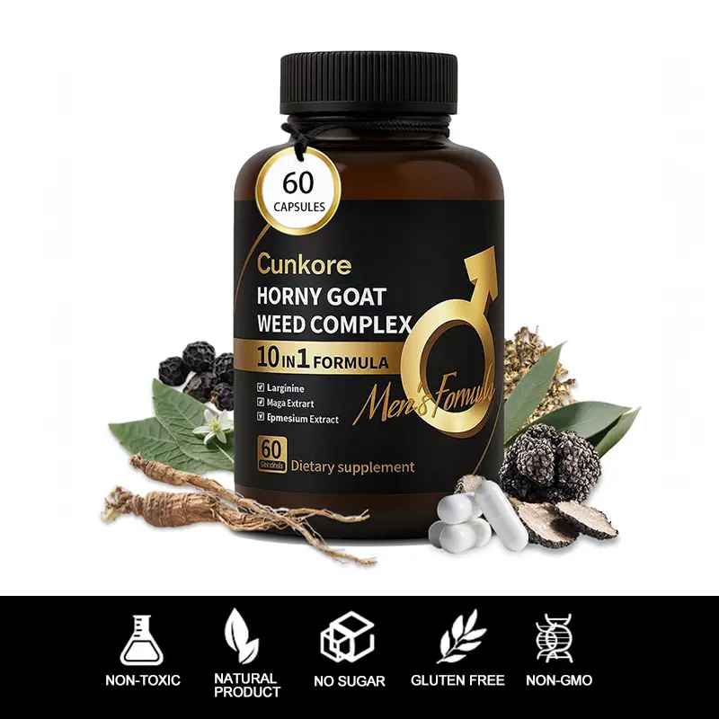 Cunkore 10-in-1 Male Healthcare Supplements, Gel-Free, Dairy-Free Vegan Dietary Supplement, 60-Count Natural Soft Capsules
