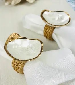 Pearl Oyster Shell Rattan Napkin Ring