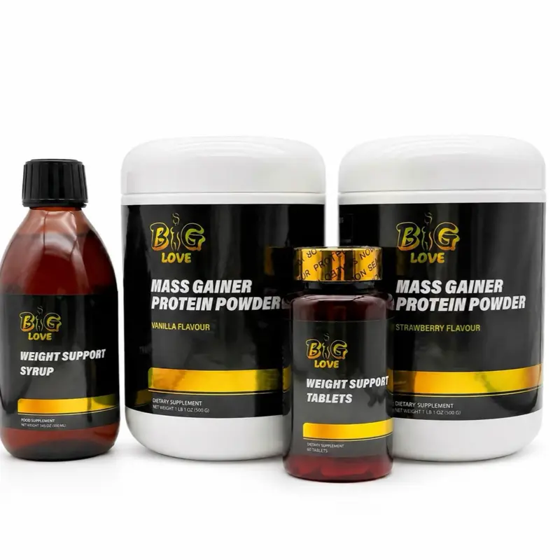 Big Love Nutritional Supplement Bundle - Protein Powder, Dietary Tablets, Nutrient Syrup
