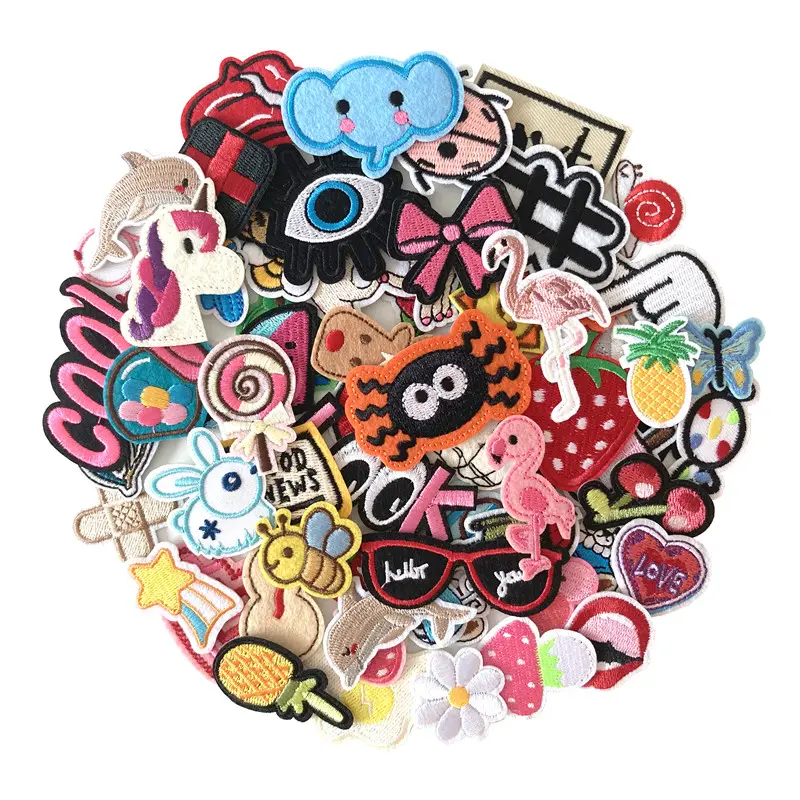 72Pcs Randomly Packed Embroidered Iron-On Fabric Patches Set - Embroidery Supplies, Appliques Embellishments, Custom Patches Embroidered, Diverse Sizes, Durable Adhesive Glue, 30-60 Sec Iron-On/Sew-On, Clothing Decor, With Instructions