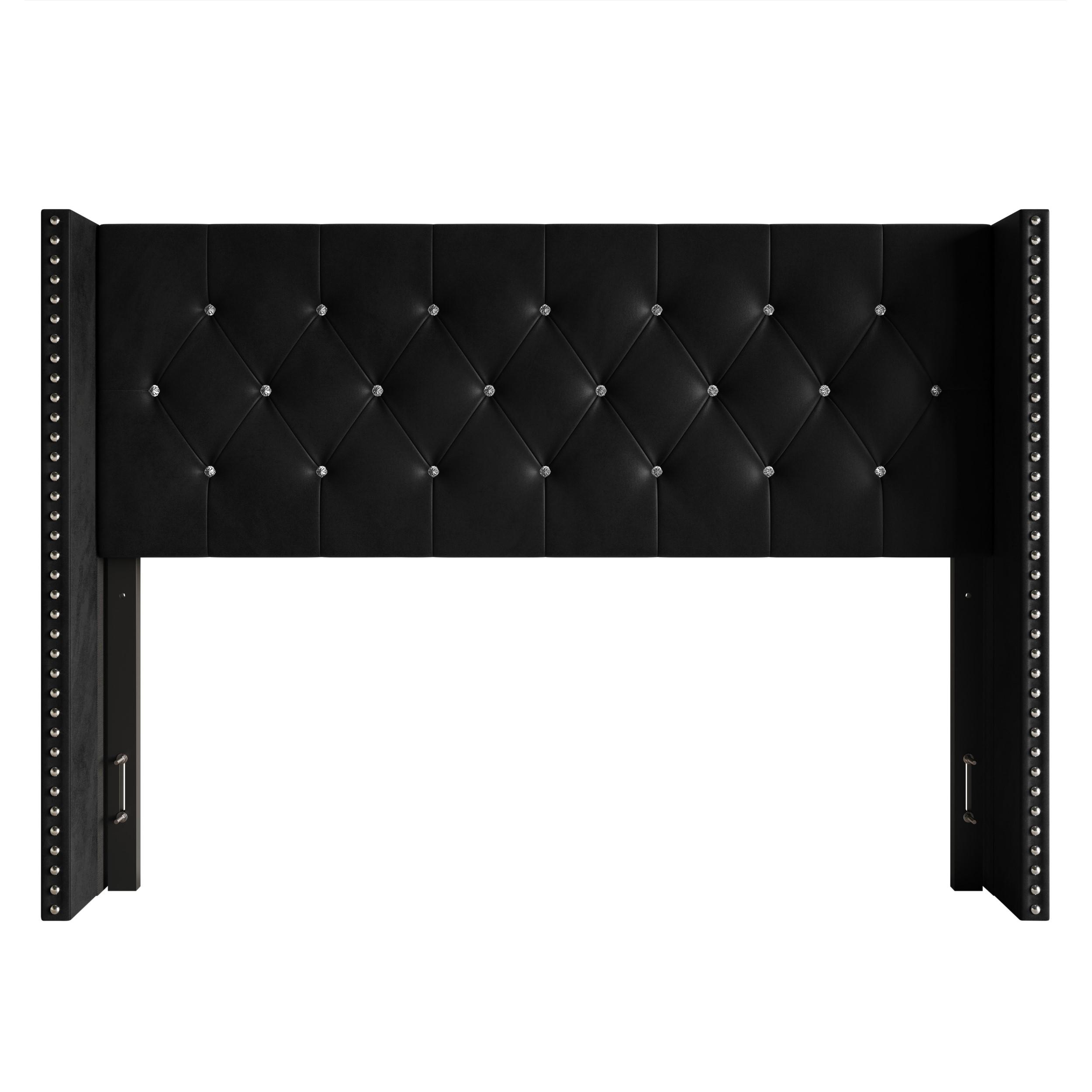 Favorer Gretna Tufted Upholstered Headboard with Nail Head Trimming for Stylish Bedding Decor