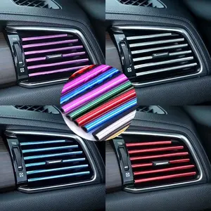 60PCS Car Air Conditioner Decoration Strip, U-Shaped Clip Strips, Easy Bendable DIY Installation, Automotive Interior Accessories/Decorations