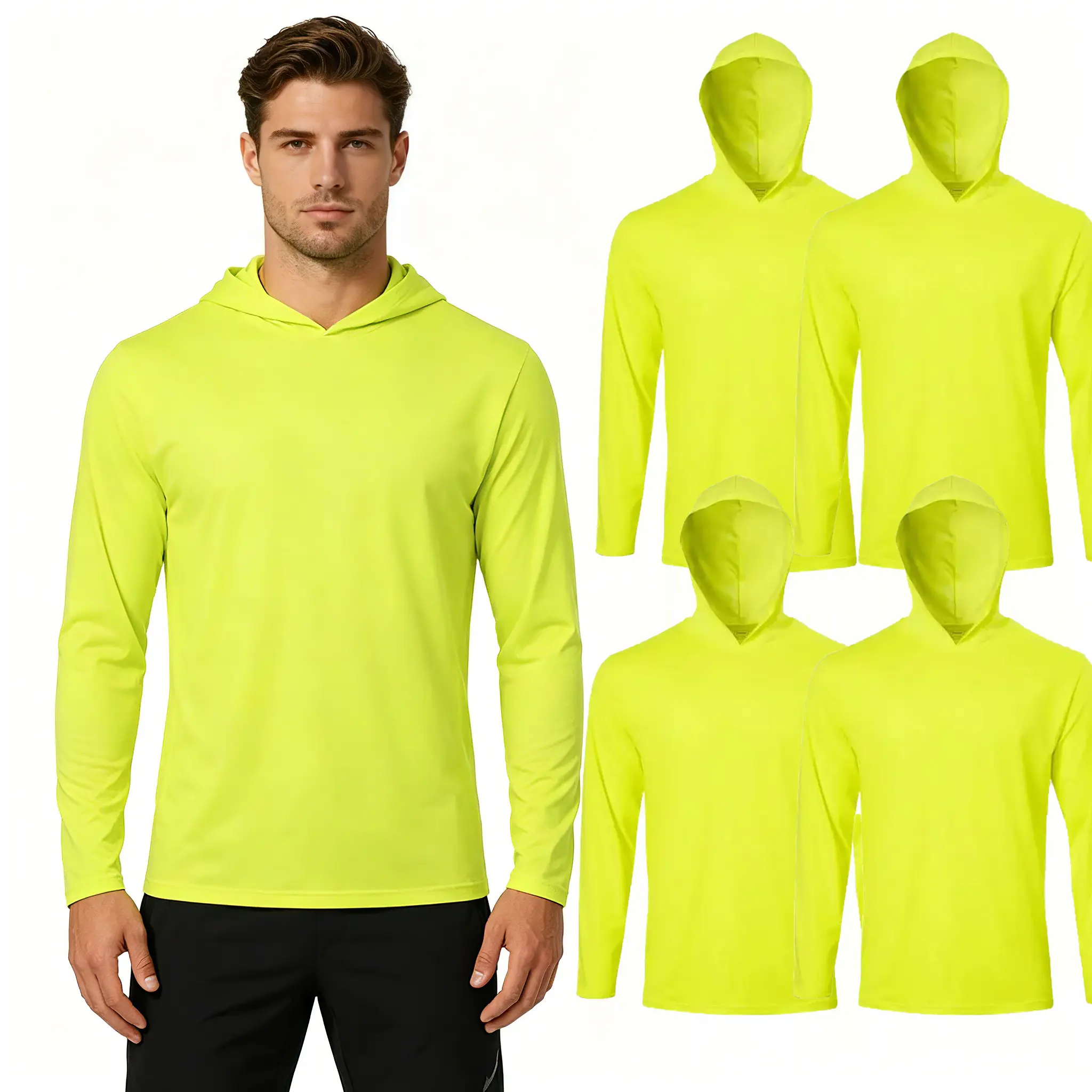 Men’s 5-Pack Better-Fitting Long-Sleeve Quick-Dry UV-Protection Pullover Basic Hoodies, Dry Fit Athletic Clothes, Fitness Sport Top for Gym, Outdoor Sports, All-Season Activewear Casual Wear, Casual Fitness Wear,back to school,back to school shopping, Bik