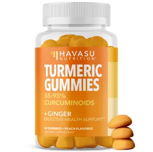 Havasu Nutrition Peach Flavored Turmeric and Ginger Gummies (60ct) - 95% Curcuminoids Supplement for Immune Support and Joint Health