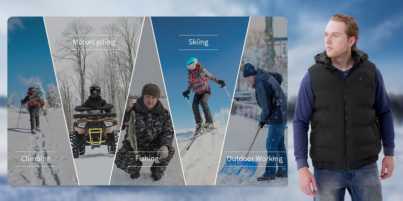 Rrtizan 2025 Unisex Heated Vest - Three-Level Temp Control, Heating Sheets, 10000mAh Battery, Ideal for Winter Sports, Skiing, Hunting, Daily Commute, Valentine's Day, Father's Day, Christmas Gift - Lightweight Heated Jacket