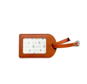 Brown Leather Self Finishing Luggage Tag