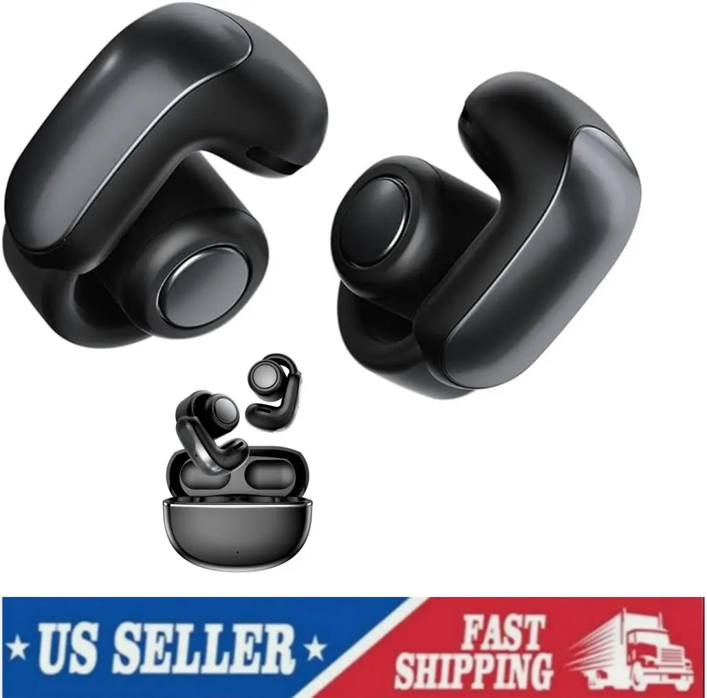 Ultra Open Earbuds True Wireless Open Earbuds, Lightweight Comfort Open Ear Headphones, HiFi Stereo Sound, Sweatproof, for Sports Running Workout, Black White Available, US Stock