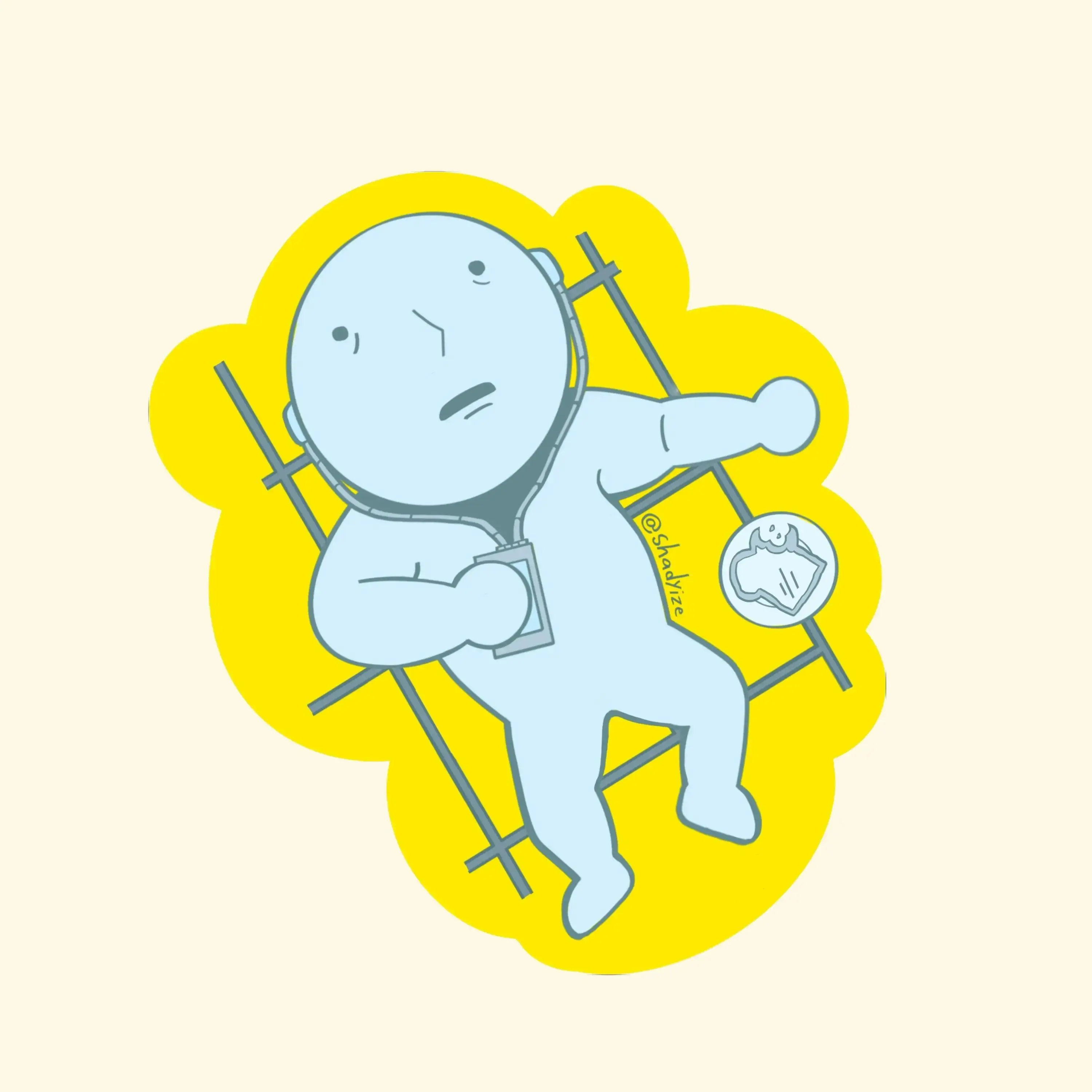 Funny Smiski Stickers Listening Away, Mental Health Care Collection, Waterproof Vinyl, 3x3 inches