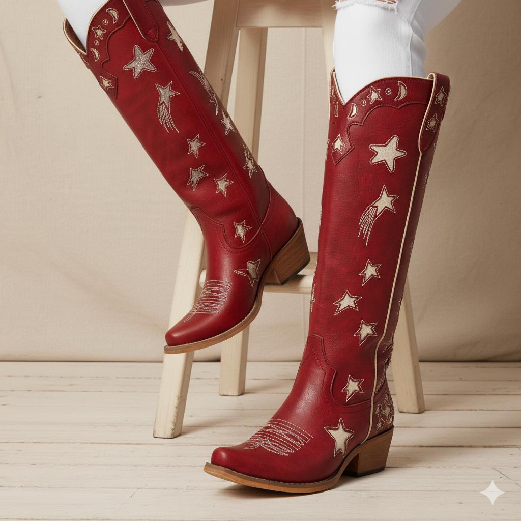 Star and Moon Cut-out with Embroidered Cowboy Boots for Women - Soft Material, Classic Western Style, Sturdy Block Heel, Evening Outfits & Concerts Footwear Walking Shoes Girl Decor #TikTokShopBlackFriday#TikTokShopCyberMonday Star and Moon Cut-out with Embroidered Cowboy Boots for Women - Soft Material, Classic Western Style, Sturdy Block Heel, Evening Outfits & Concerts Footwear Walking Shoes Girl Decor #TikTokShopBlackFriday#TikTokShopCyberMonday