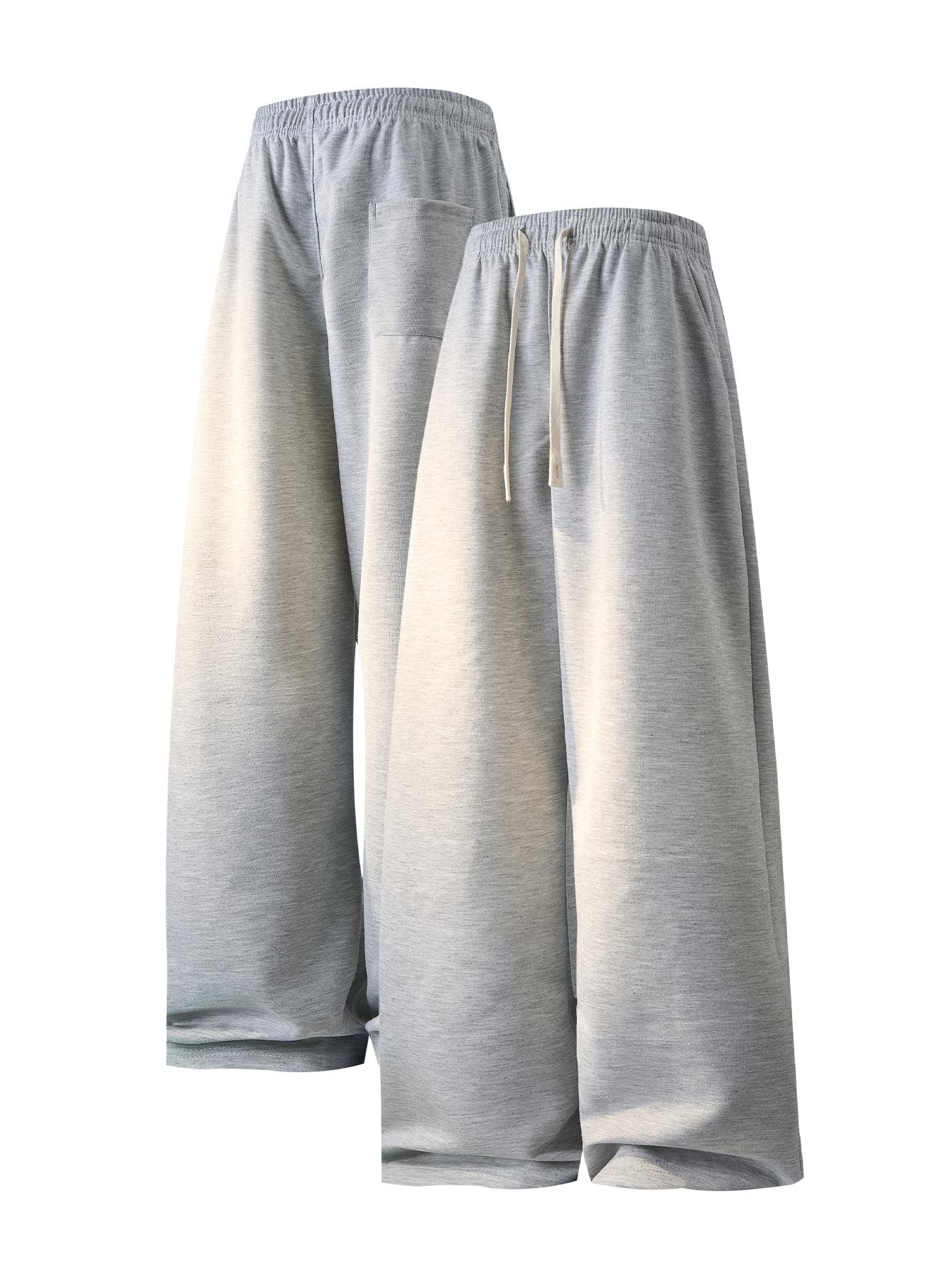 CCCMAI Men's Solid Thermal Lined Drawstring Waist Pants, Casual Comfy Regular Fit Straight Leg Trousers for Fall Winter, Men's Bottoms for Daily Wear Menswear Plain Loose