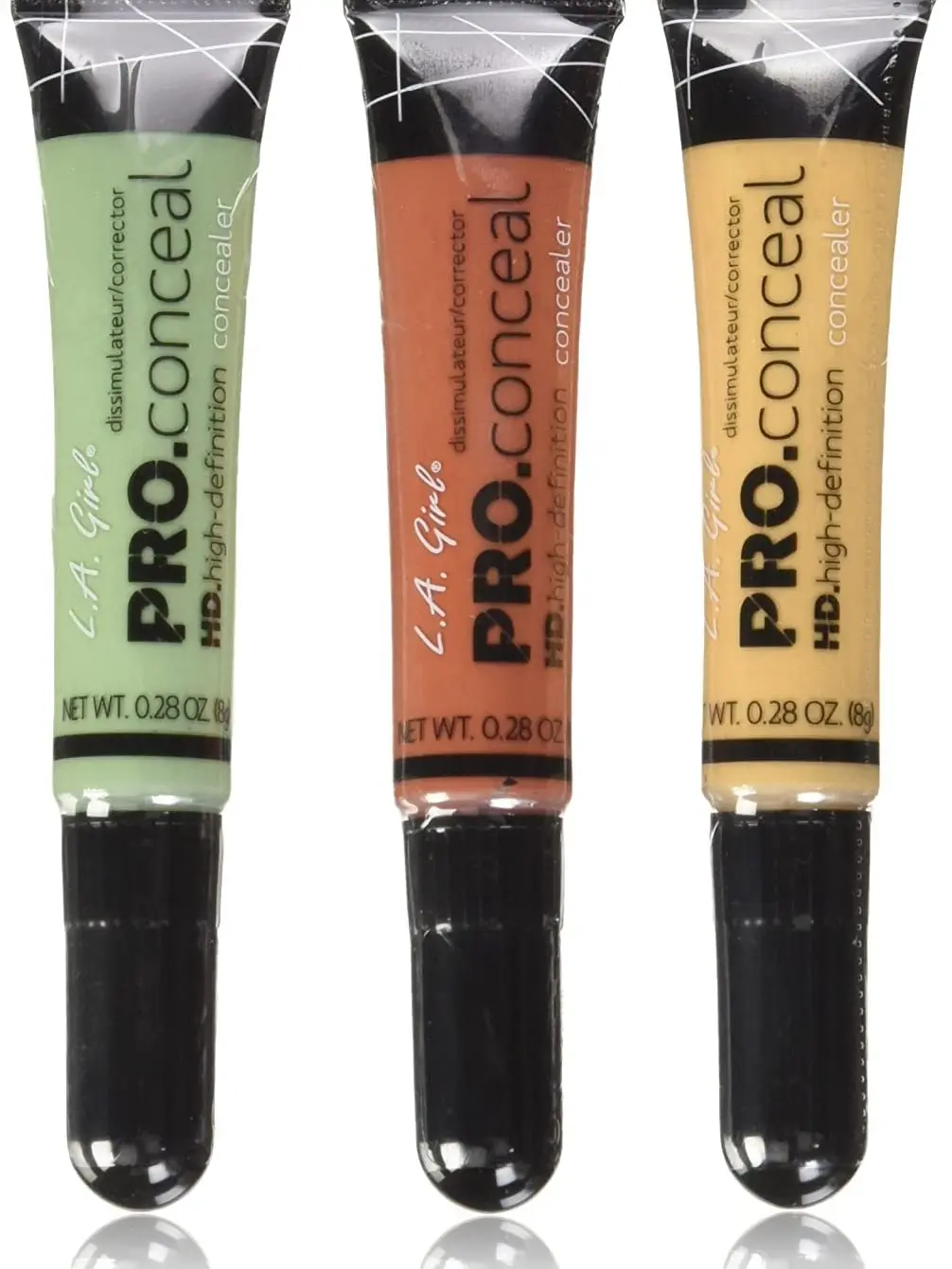 L.A. Girl Pro Conceal Corrector Set – Orange, Yellow, Green HD Concealers Bundle of 3 for Color Correction