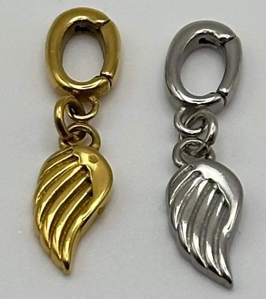 Women's 316L Stainless Steel Angel Wing Charm, Inspirational Meaningful Protection Jewelry, Waterproof Interchangeable Casual Daily Gold-Silver Gift Charm & Pendant, Choking Hazard Small Parts, Never Alone, Crafted From High-Quality Stainless Steel