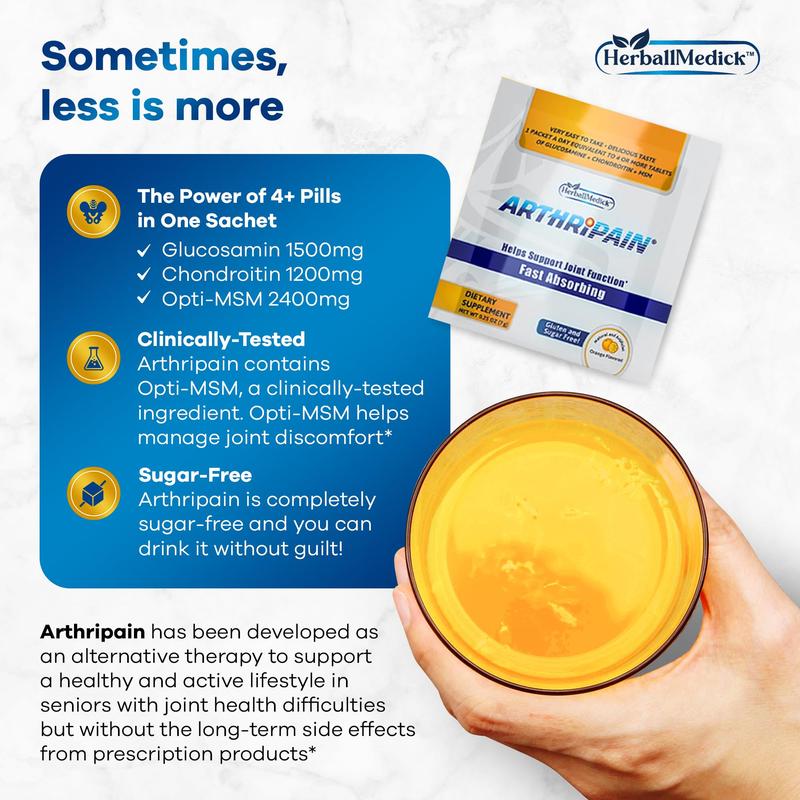 Arthripain – One a Day Cartilage Repair Supplement – Clinically Tested Joint Juice for Joint Relief Support – Glucosamine Chondroitin MSM – Swollen Knee Treatment – Sugar-Free – Made in USA