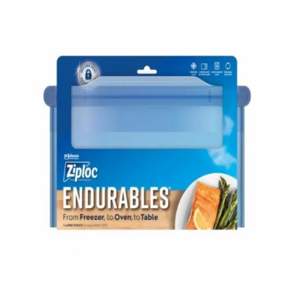 Ziploc Endurables Silicone Large 64oz Storage Pouch, Reusable Home Use Kitchen Organizer Bag for Oven-Safe Food Storage
