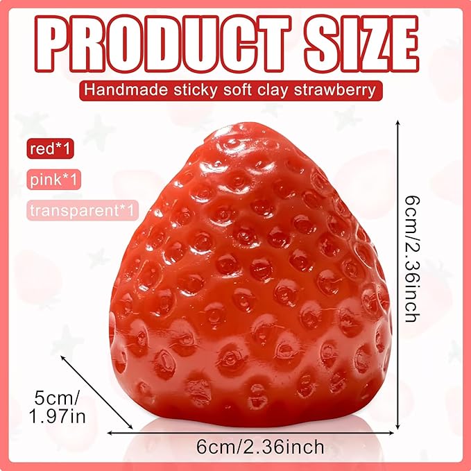 2026 New Model Tabba Strawberry Soft Rubber Toy Strawberry Stress Relief Squeeze Toy