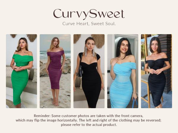 Curvysweet SDK0560A Elegant Off-Shoulder Ruched Mesh Bodycon Christmas Evening Dress with Cross V-Neck & Built-In Bra — Perfect for Cocktail Parties, Wedding Guests, Birthdays, Night Out & Work Events