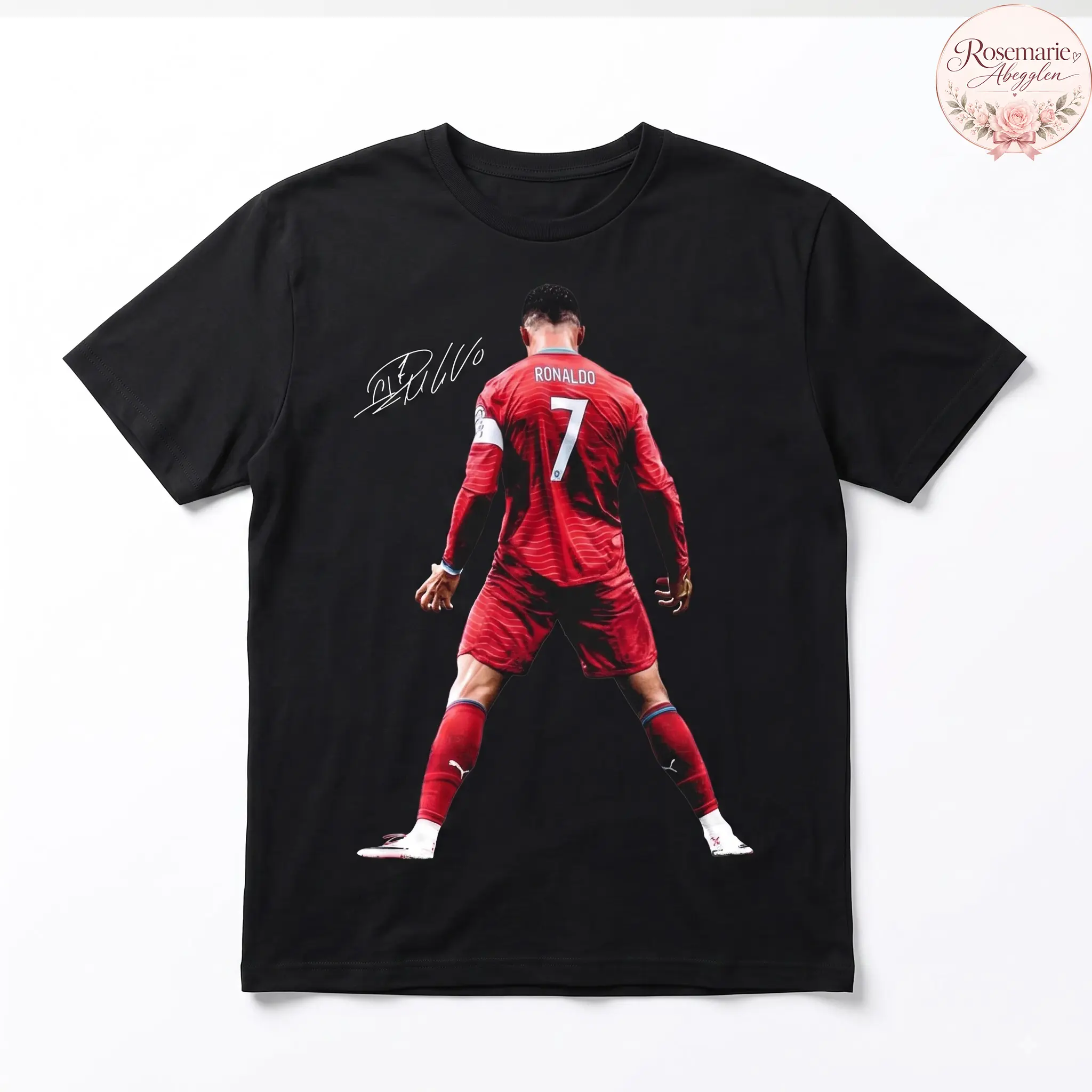 Men's CR7 Cristiano Ronaldo Logo Graphic Print T-Shirt - Basic Tops, Short Sleeve, Standard Fit, All-Season Multi-Size Portugal Football Legend Fan Gift