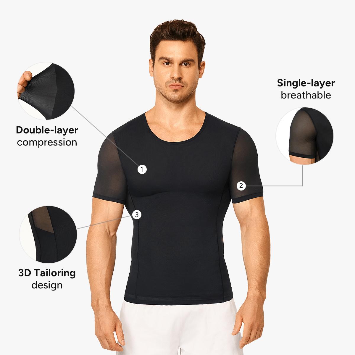 【LIVE】Nebility Men’s Mesh Compression Shapewear Top - Tummy Control, Anti-Odor Cool Breathable Quick-Dry Fabric, Menswear for Everyday Wear and the Gym