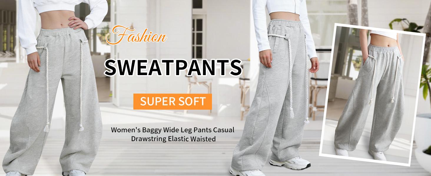 Product detail overview of Women's Oversized Wide-Leg Drawstring Sweatpants