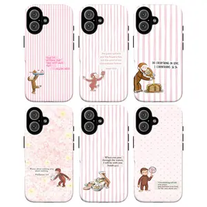Adorable Curious Georgee Tough Phone Case Collection with Inspirational Quotes, cute monkey phone case, gift for fans