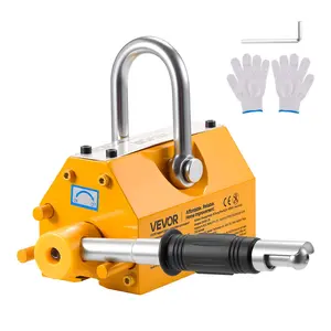 【fathersdaygift】VEVOR Permanent Magnetic Lifter, 880 lbs Pulling Capacity, Heavy Duty N42 Neodymium Lifting Magnet with Release Handle and Steel Hook, Used in Shop Crane and Hoist, for Lifting Plate Steel, Board