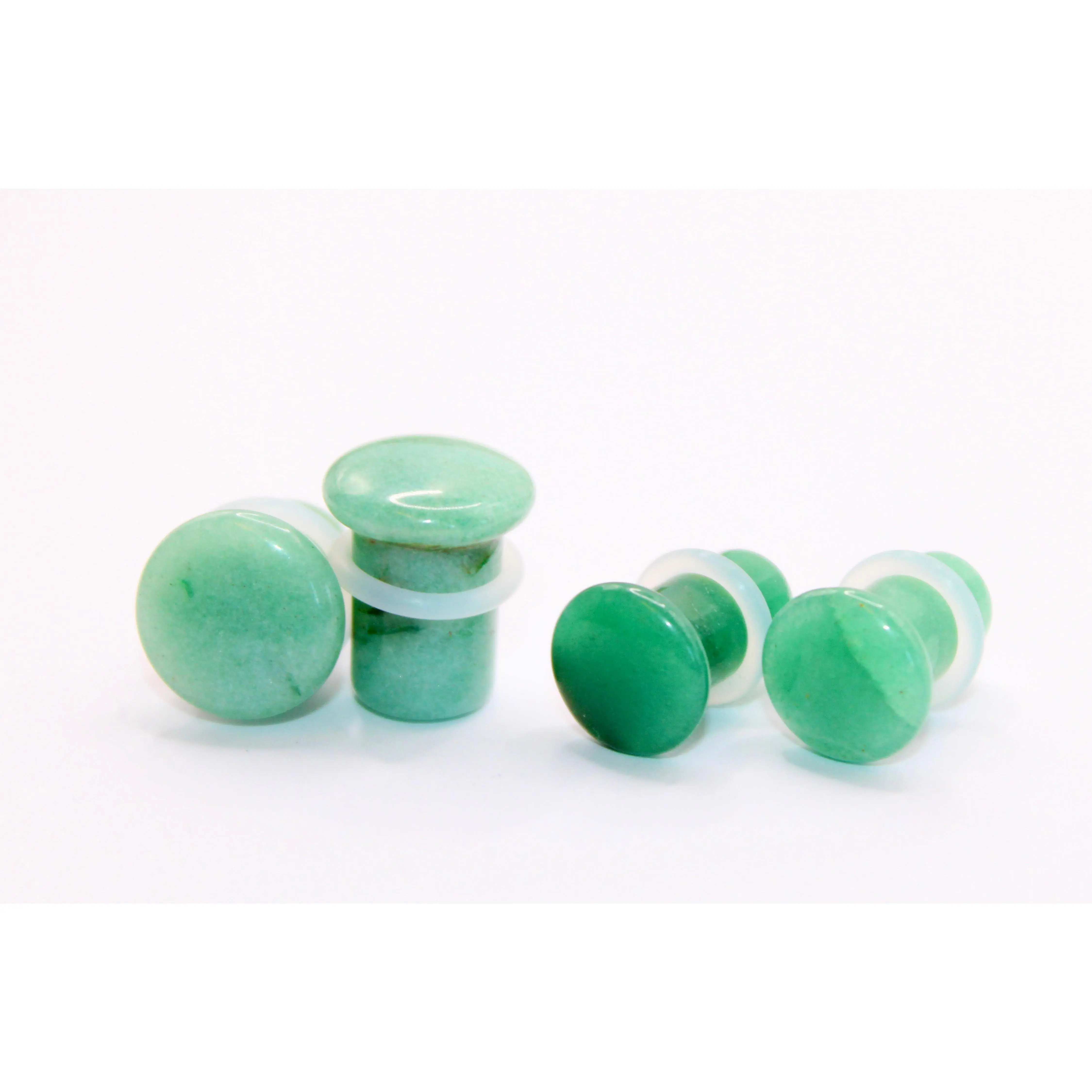 Handcrafted Aventurine Plugs for Stretched Ears, Single-Flare Natural Stone Gauges for Adults, Crystal of Wealth and Optimism