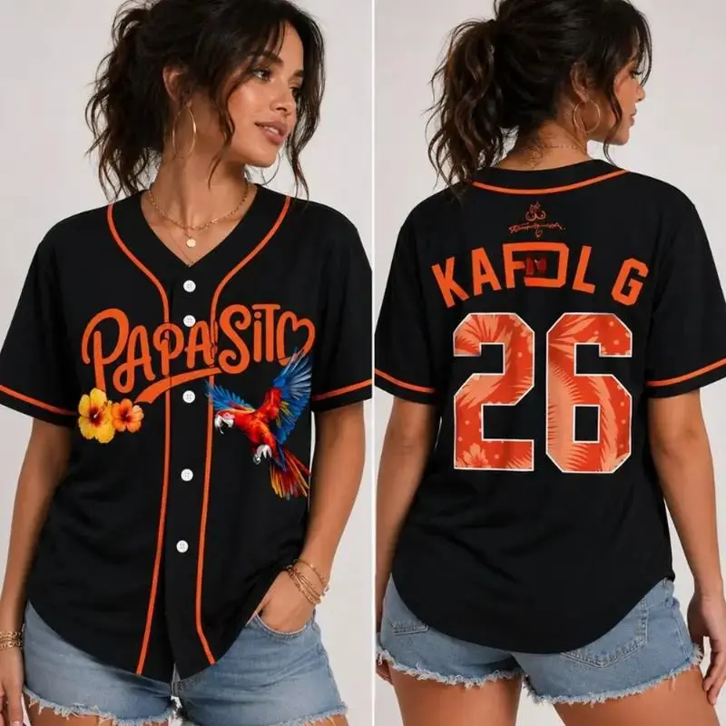 Summer Latin Music Baseball Jersey, Tropical Graphic Button Down Shirt for Men & Women, Festival Outfit