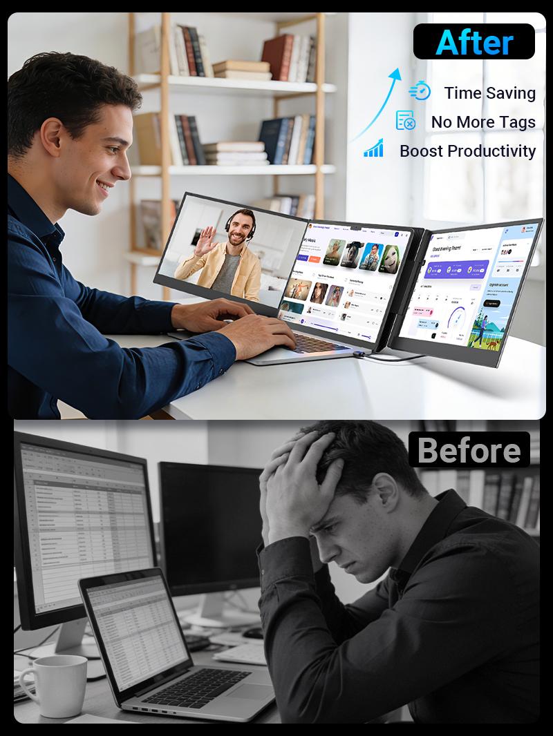 【TikTokShopSpringGlowUp】Cevaton 15.6" Laptop Screen Extender, 1080P FHD Dual Portable Monitor for Laptops, Ultra-Slim Travel Dual Monitor Fit for 13-17.3" Laptops, USB-C Plug&Play Extended Screen Compatible with Win/Mac/Android 【TikTokShopSpringGlowUp】Cevaton 15.6" Laptop Screen Extender, 1080P FHD Dual Portable Monitor for Laptops, Ultra-Slim Travel Dual Monitor Fit for 13-17.3" Laptops, USB-C Plug&Play Extended Screen Compatible with Win/Mac/Android