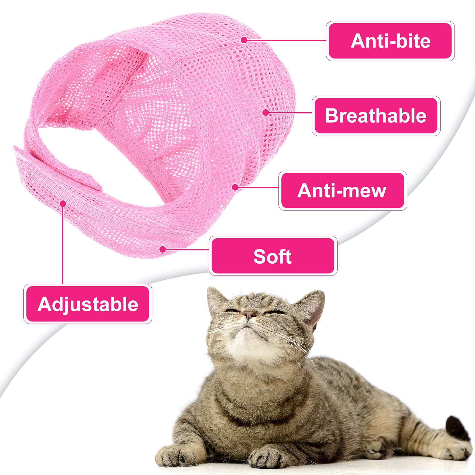 5 Pcs Pink Cat Bathing Set: Grooming Bag (Adjustable), Shower Net, Muzzles, Nail Clipper, Tick Remover & Massage Brush.