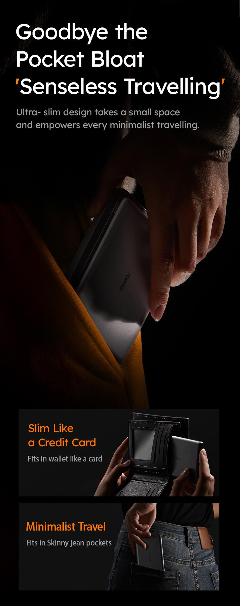 TORRAS MiniMag Power Bank Ultra Slim 5,000/10,000mAh 0.3 in Wireless MagSafe Portable Charger with USB-C Cable, Fast Charging Magnetic Battery Pack for iPhone 16/15/14/13/12 Pro Max