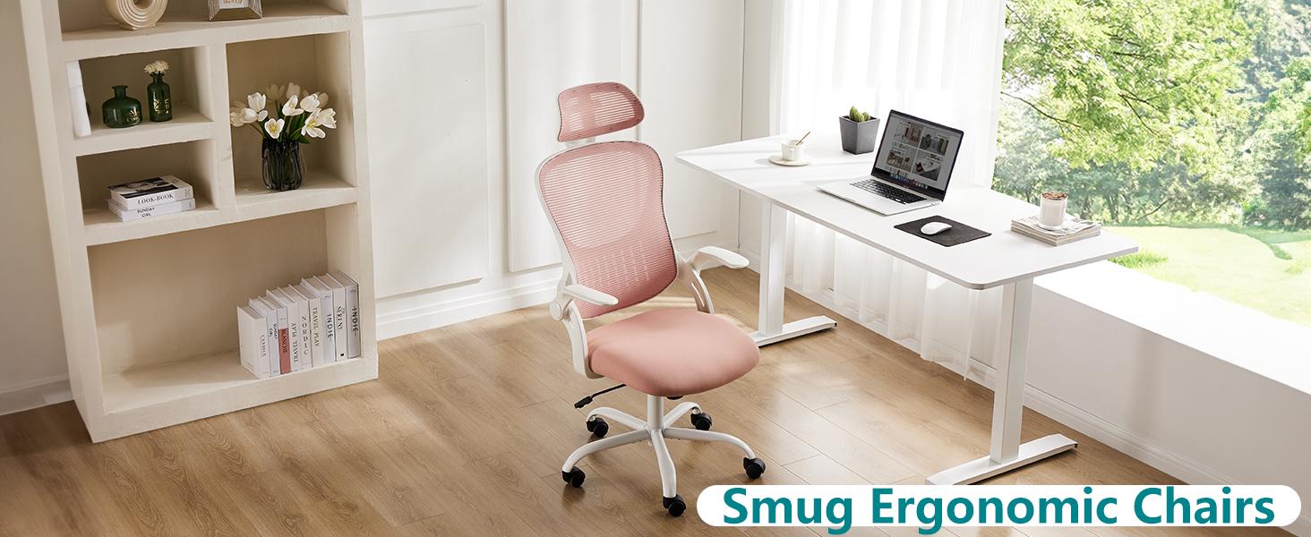 Computer Desk Chair, Ergonomic High-Back Mesh Rolling Work Chairs with Wheels and Adjustable Headrests, Lumbar Support, Flip-up Arms