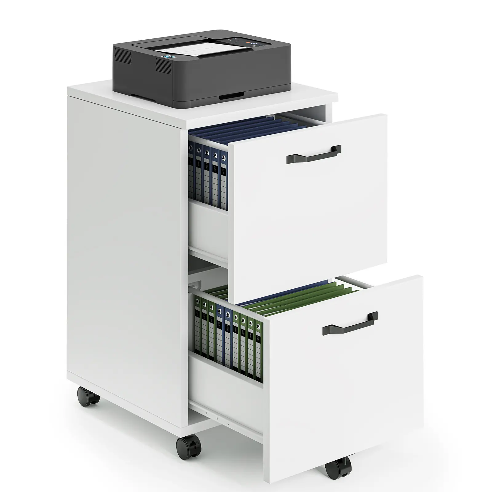 2-Drawer Storage Cabinet, With Locking Casters,2 Drawer Storage,Mobile Organizer For Home Office And Dorm Room