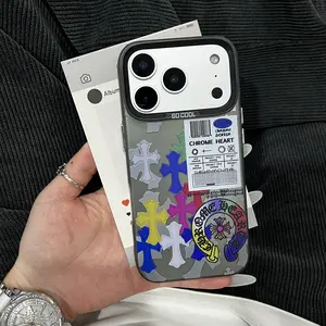 【2026】New Rainbow Cross Pattern Phone Case for iPhone 17/16/15/14/13/12/11 Premium Cross Pattern Design - Hot-selling Model iPhone 16/15 Plus Full-coverage Shockproof Case Unisex Phone Case
