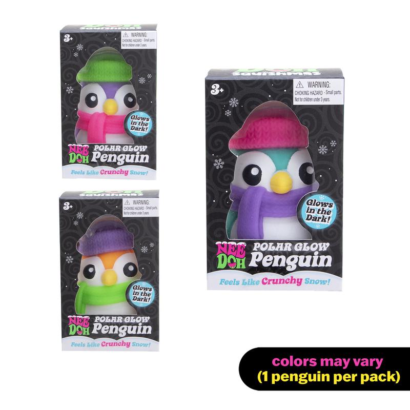 NeeDoh Winter Glow Bundle – Glow Flakes & Polar Glow Penguin Squishy Set